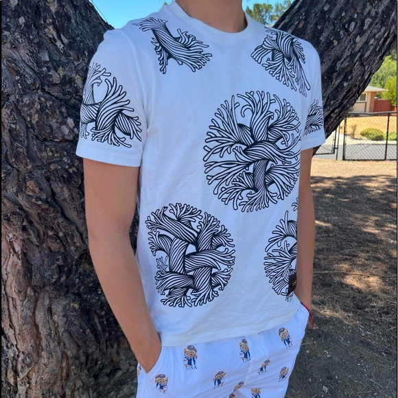 LOUIS VUITTON CHRISTOPHER NEMETH AUTHENTIC MEN T SHIRT WHITE LOVE ROPE TIE KNOT - Picture 13 of 16